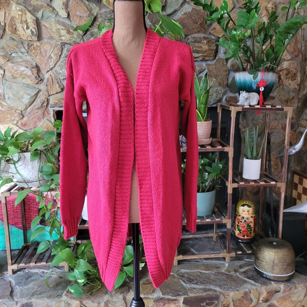 Used PrettyLittleThing Red Slouchy Baggy Cardigan Sweater Size Small